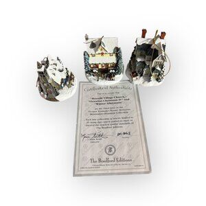 Thomas Kinkade Winter Memories Ornaments – Lot of 3 (With COA) “Moonlit Village
